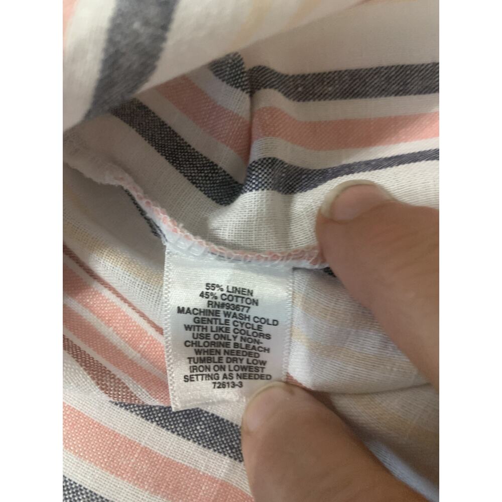 Liz Claiborne Women's XL Striped Linen Blend Shift Dress Pockets Beachy Resort - Picture 7 of 8